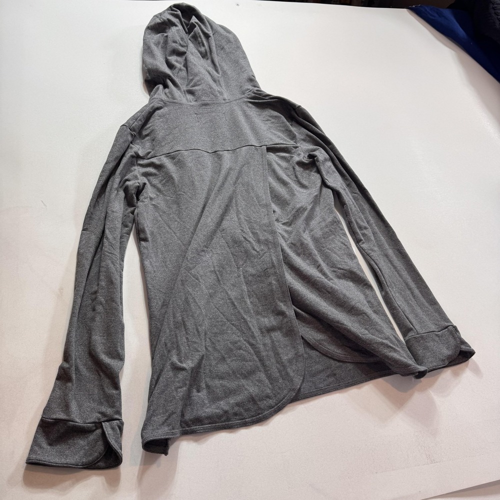 DESO Hoodie Womens Large Gray Lightweight Pullover Longline Wrap Hem Made USA - Picture 7 of 9
